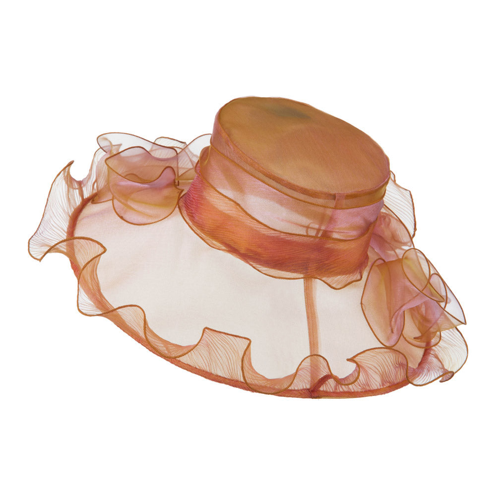 Pleated Trim Brim Ruffle Organza Hat