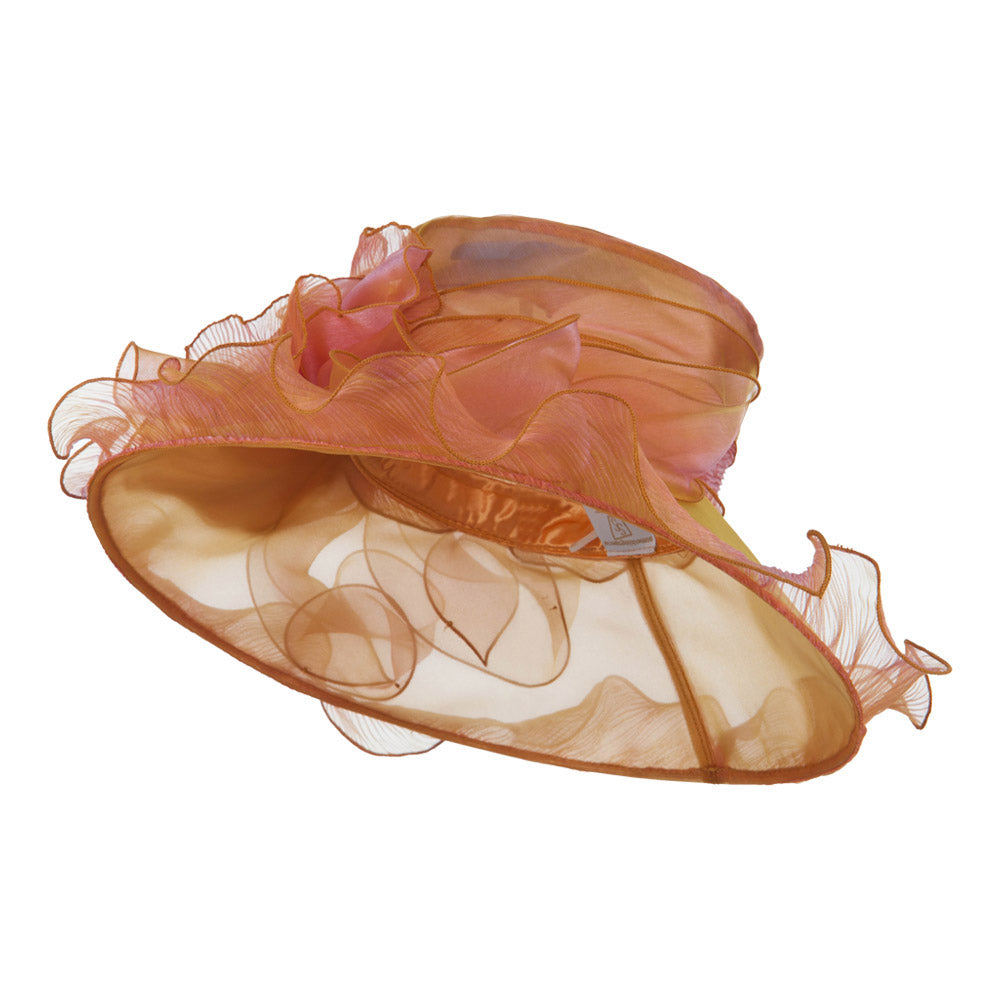 Pleated Trim Brim Ruffle Organza Hat