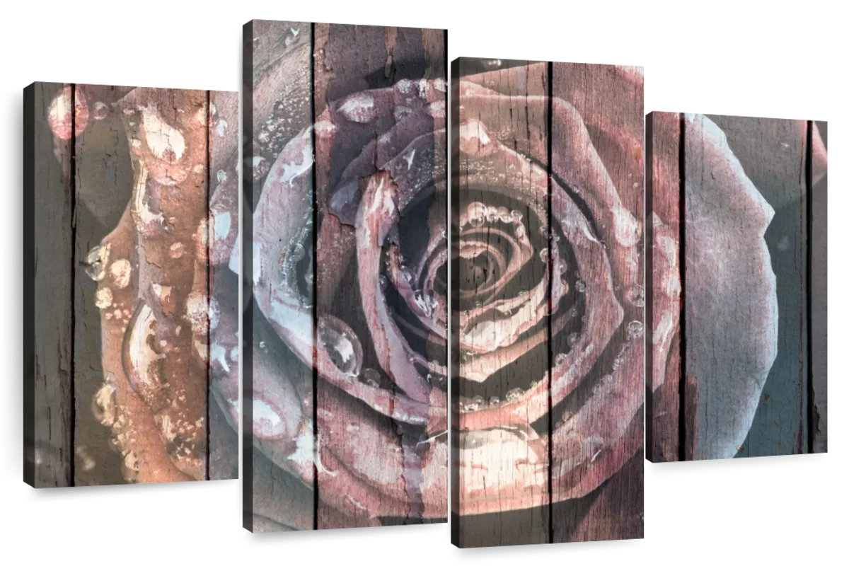 Colorful Wooden Rose Wall Art