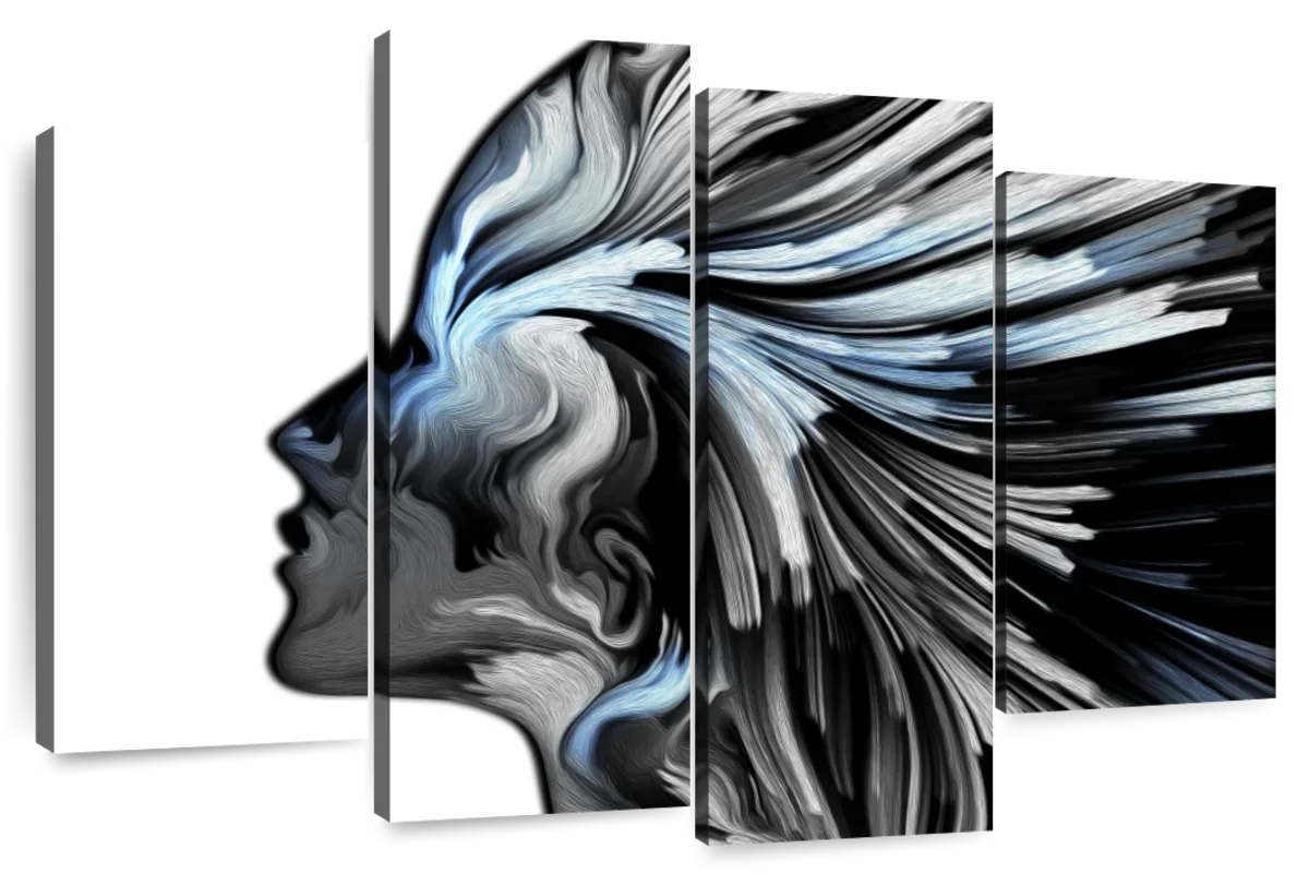 Abstract Silver Profile Colors Wall Art