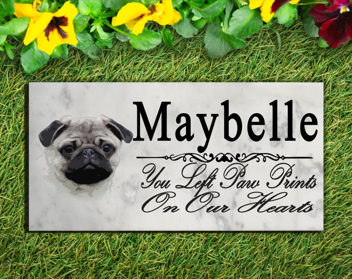 Pug Memorial Stone Dog Grave Marker Pet Garden Plaque