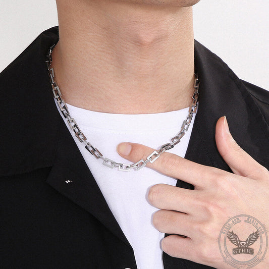 Punk Box Chain Stainless Steel Necklace