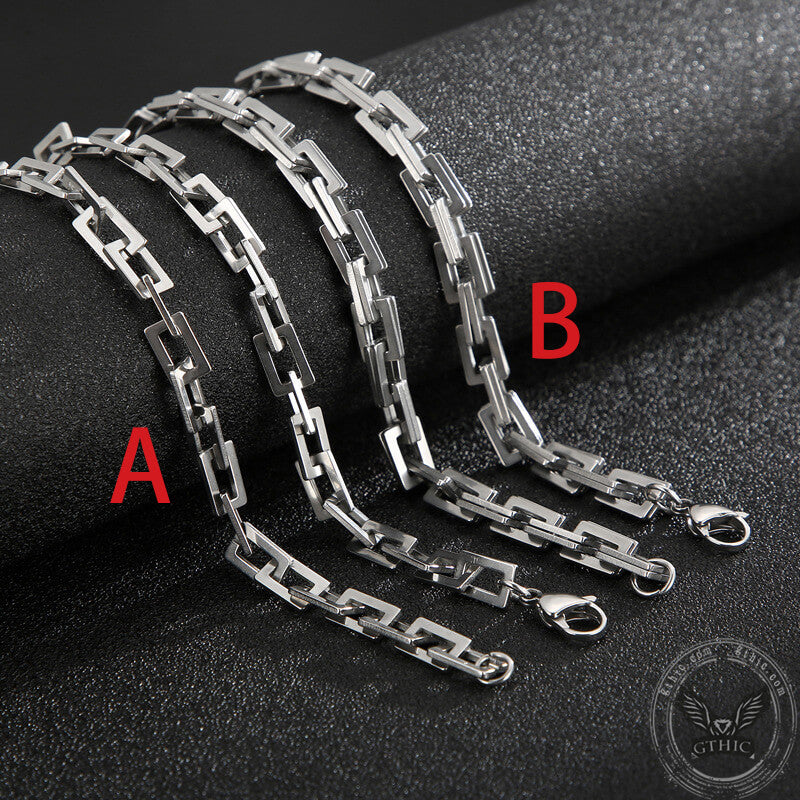 Punk Box Chain Stainless Steel Necklace