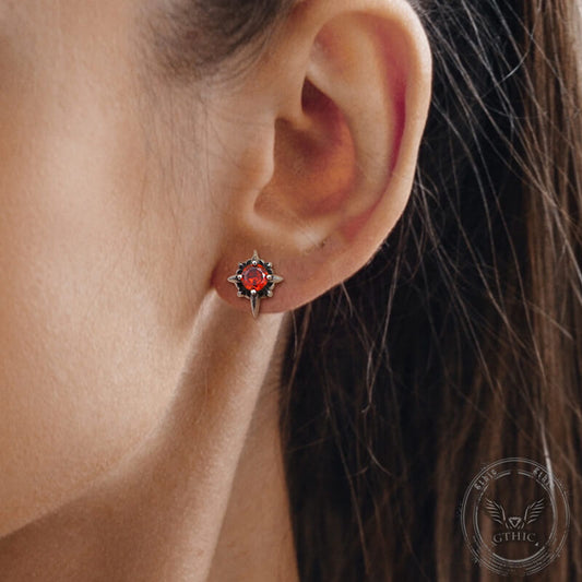 Punk Cross Gemstone Stainless Steel Earrings