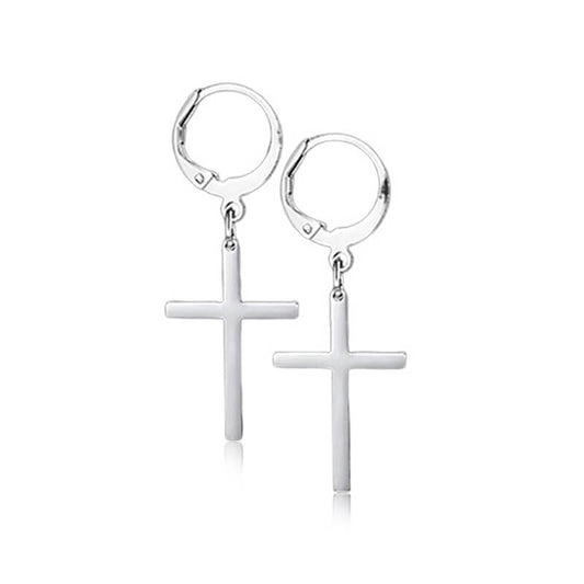 Punk Cross Stainless Steel Hoop Earrings
