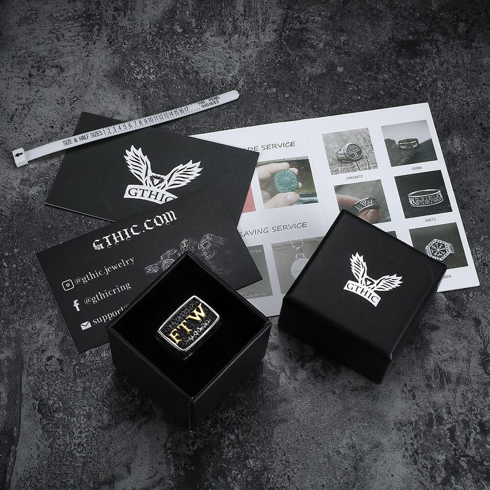 Punk FTW Letters Stainless Steel Biker Ring