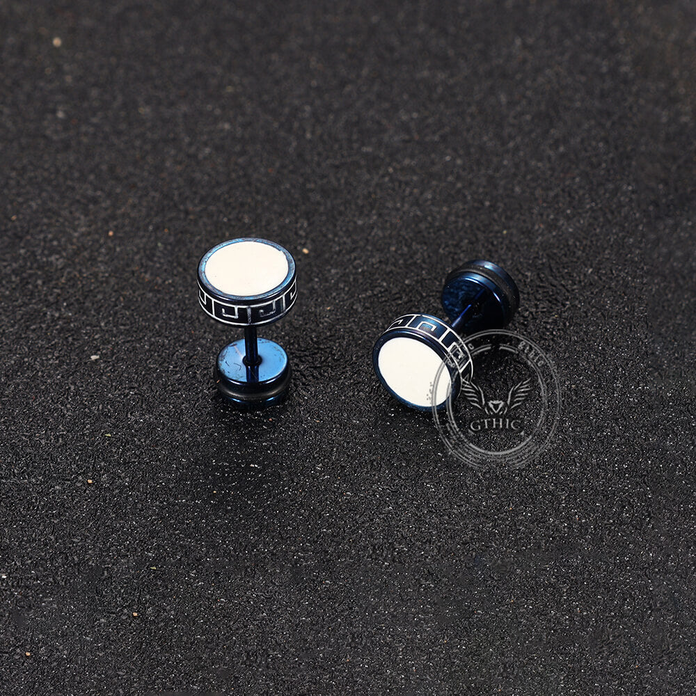 Punk Great Wall Pattern Stainless Steel Stud Earring