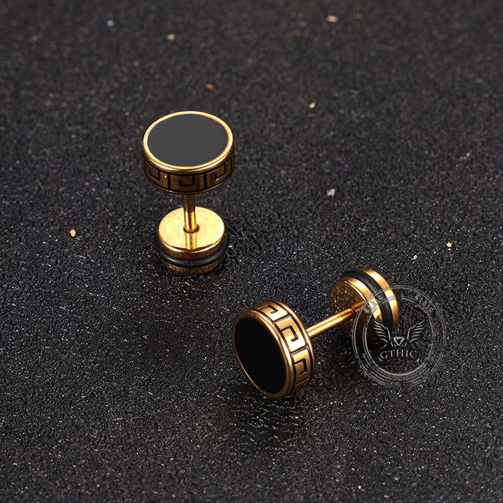 Punk Great Wall Pattern Stainless Steel Stud Earring