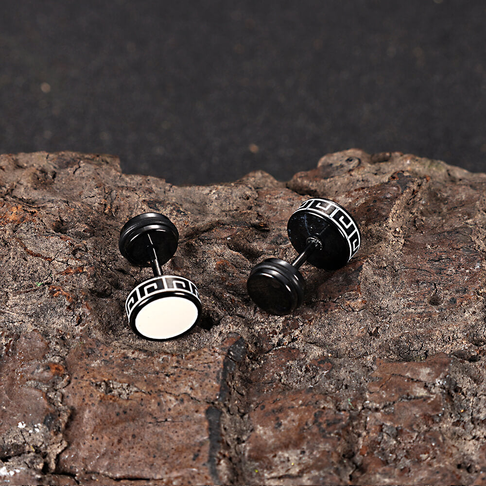 Punk Great Wall Pattern Stainless Steel Stud Earring