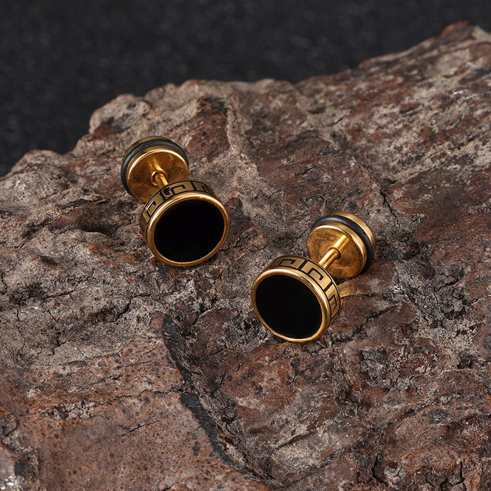 Punk Great Wall Pattern Stainless Steel Stud Earring