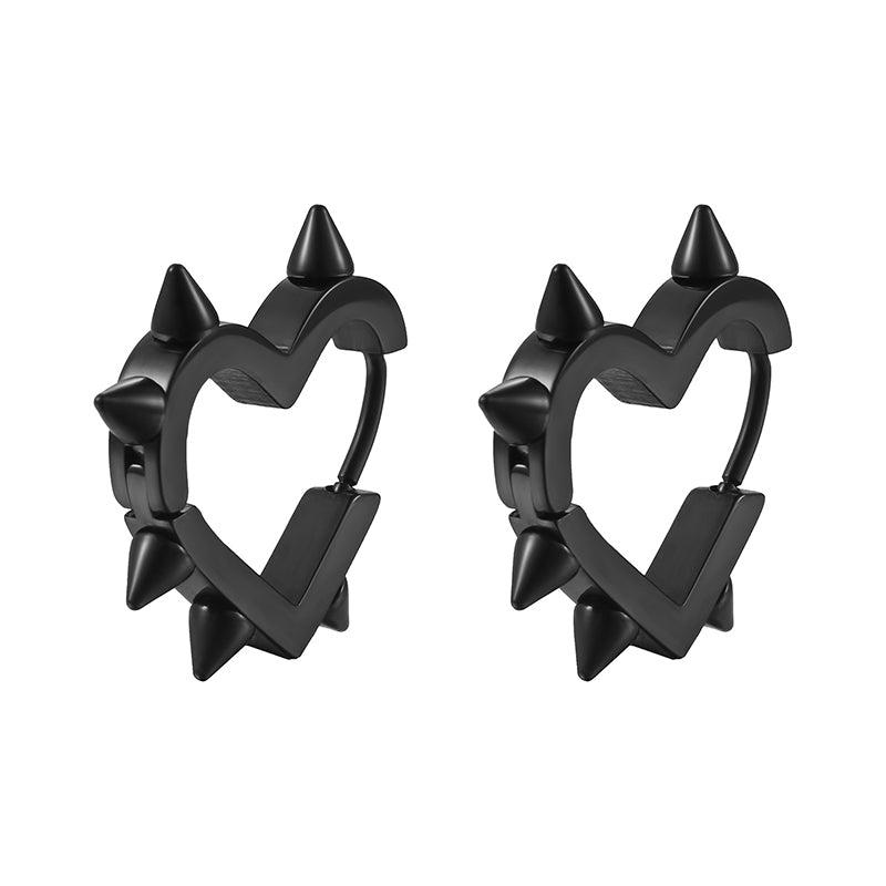 Punk Heart Shape Spike Stainless Steel Earrings