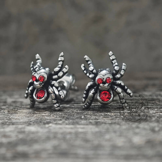 Punk Horror Spider Skull Stainless Steel Stud Earrings