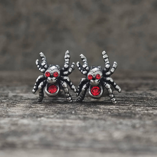 Punk Horror Spider Skull Stainless Steel Stud Earrings