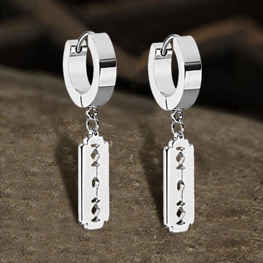 Punk Razor Blade Stainless Steel Hoop Earring