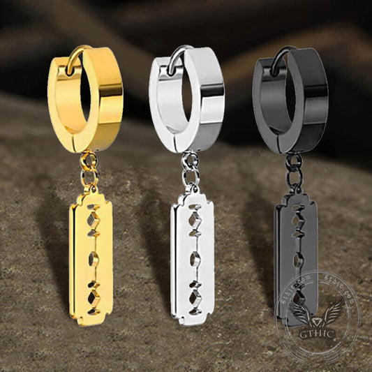 Punk Razor Blade Stainless Steel Hoop Earring