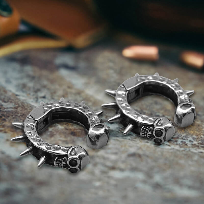 Punk Rivets Stainless Steel Skull Ear Cuffs