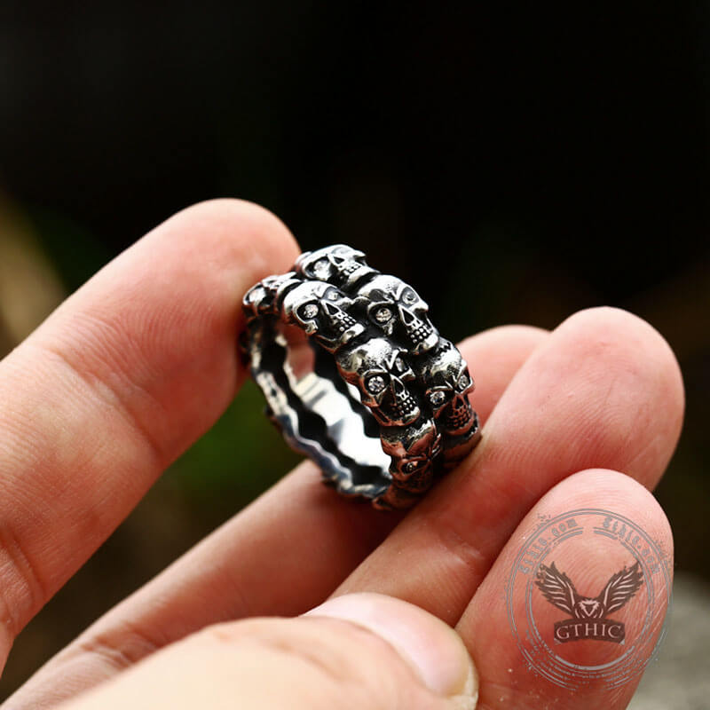 Punk Skulls Stainless Steel Ring
