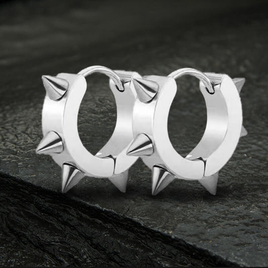 Punk Style Stainless Steel Spike Huggie Earrings