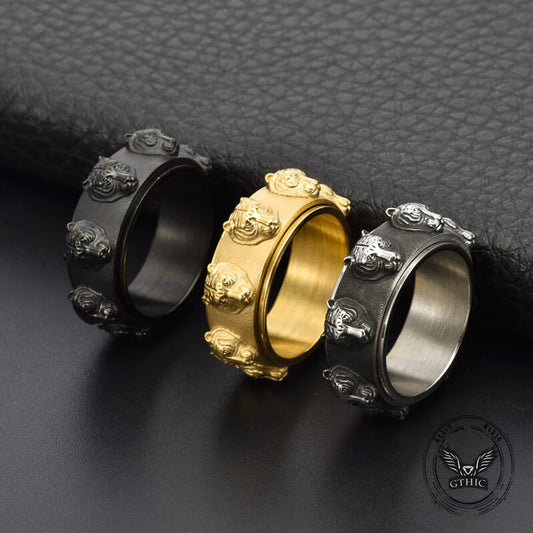 Punk Tiger Head Stainless Steel Spinner Ring