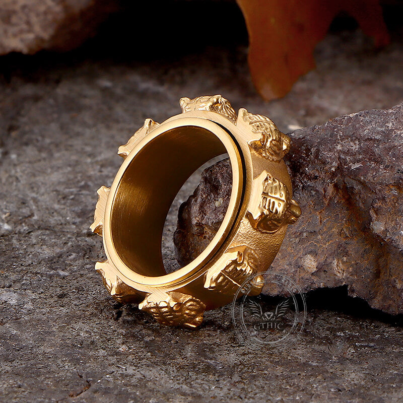 Punk Tiger Head Stainless Steel Spinner Ring