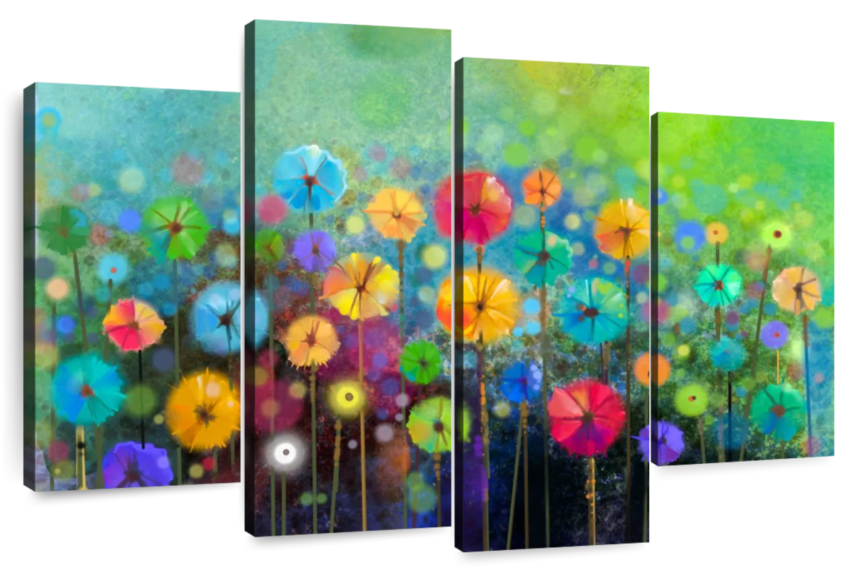 Rainbow Flowers Wall Art