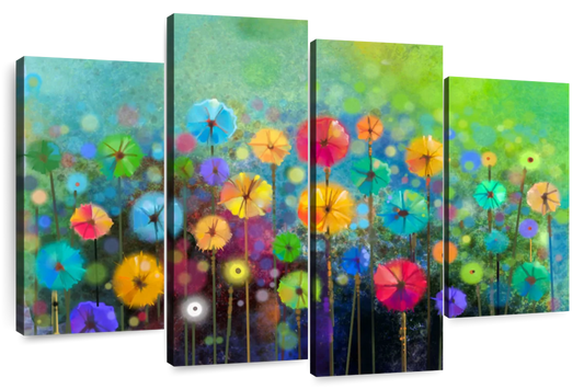 Rainbow Flowers Wall Art