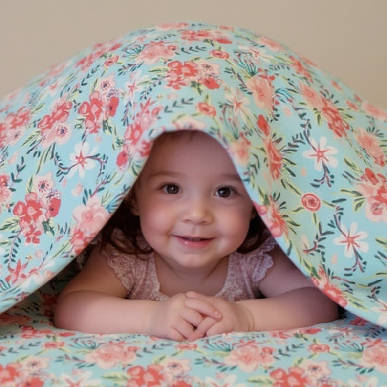 Quilted Blanket Aqua Floral