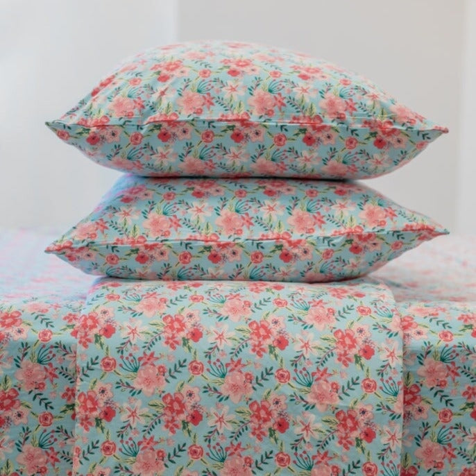 Quilted Blanket Aqua Floral