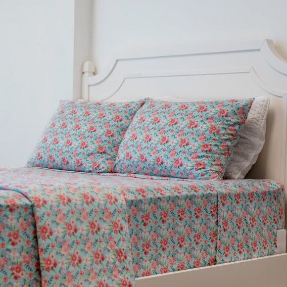 Quilted Blanket Aqua Floral