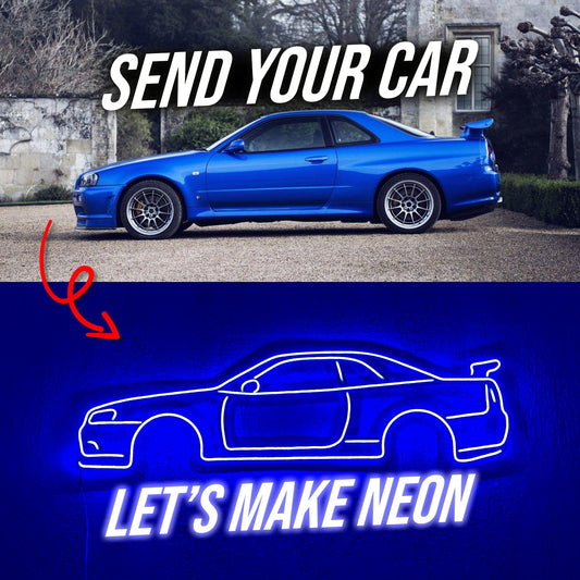 Your Personalized Metal Neon Car Wall Art - (Side view)
