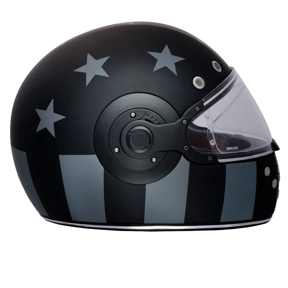 DOT Daytona Retro Full Face Motorcycle Helmet: Vintage Style for Men, Women, & Youth - W/ Captain America Stealth