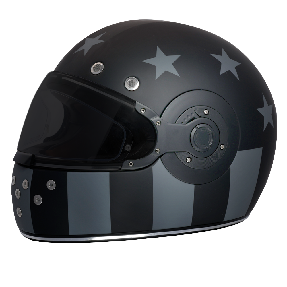 DOT Daytona Retro Full Face Motorcycle Helmet: Vintage Style for Men, Women, & Youth - W/ Captain America Stealth