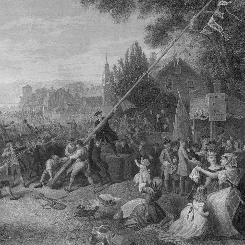 Raising the Liberty Pole 1776 Engraving Print
