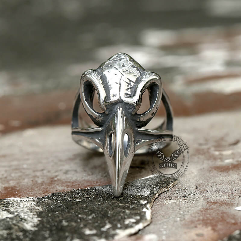 Raven Beak Skull Stainless Steel Ring