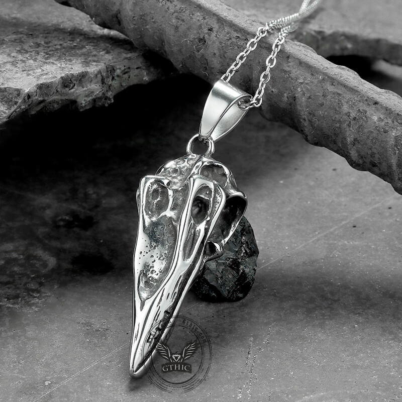 Raven Skull Stainless Steel Viking Pendant