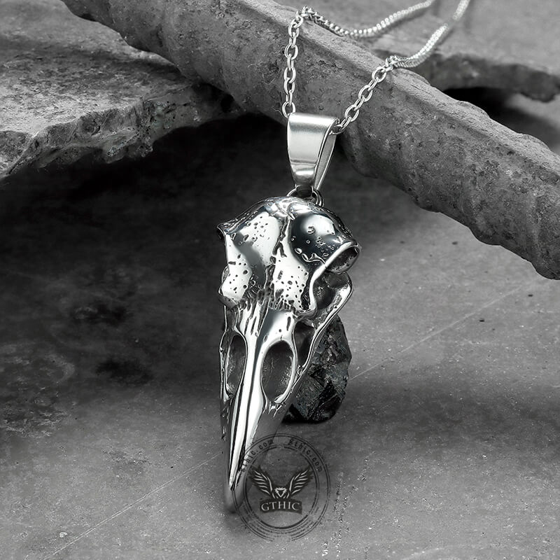 Raven Skull Stainless Steel Viking Pendant