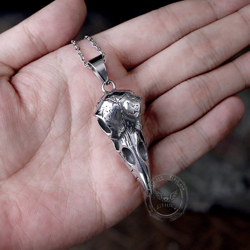 Raven Skull Stainless Steel Viking Pendant