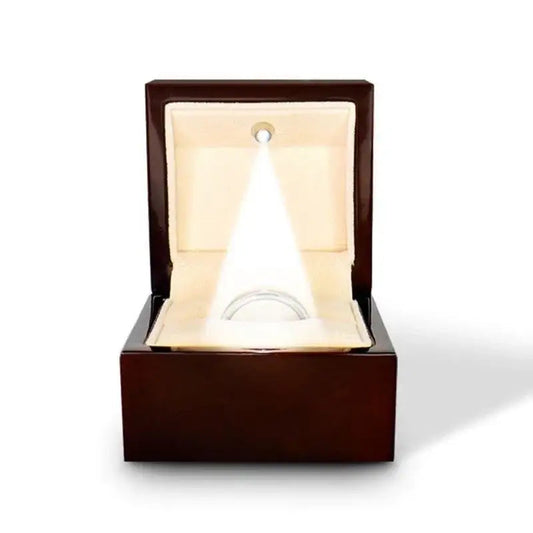 Light up Engraved Chocolate Dark Wood Personalized Wooden Wedding Ring Box