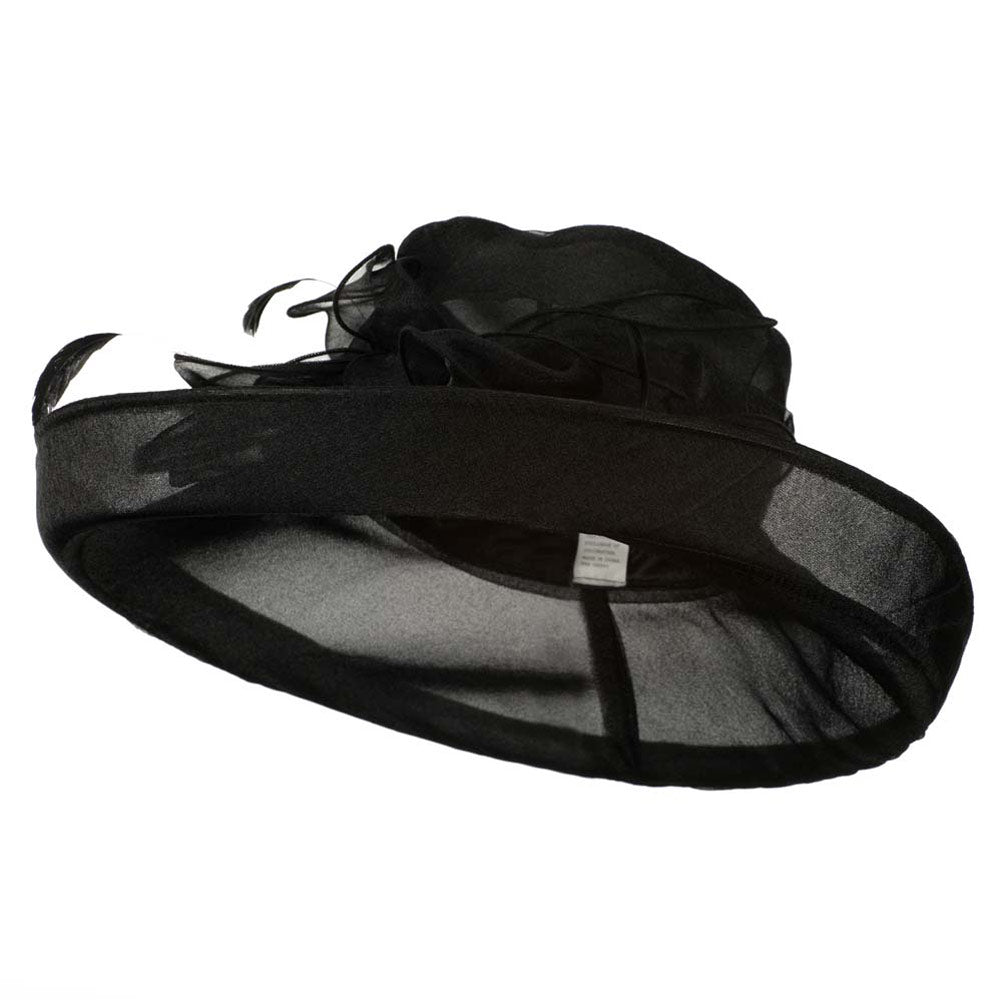 Fancy Decoration Rolled Up Brim Organza Hat