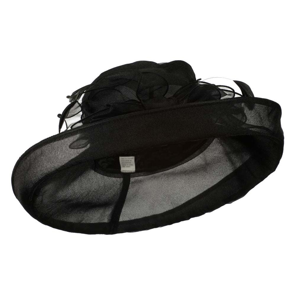 Fancy Decoration Rolled Up Brim Organza Hat