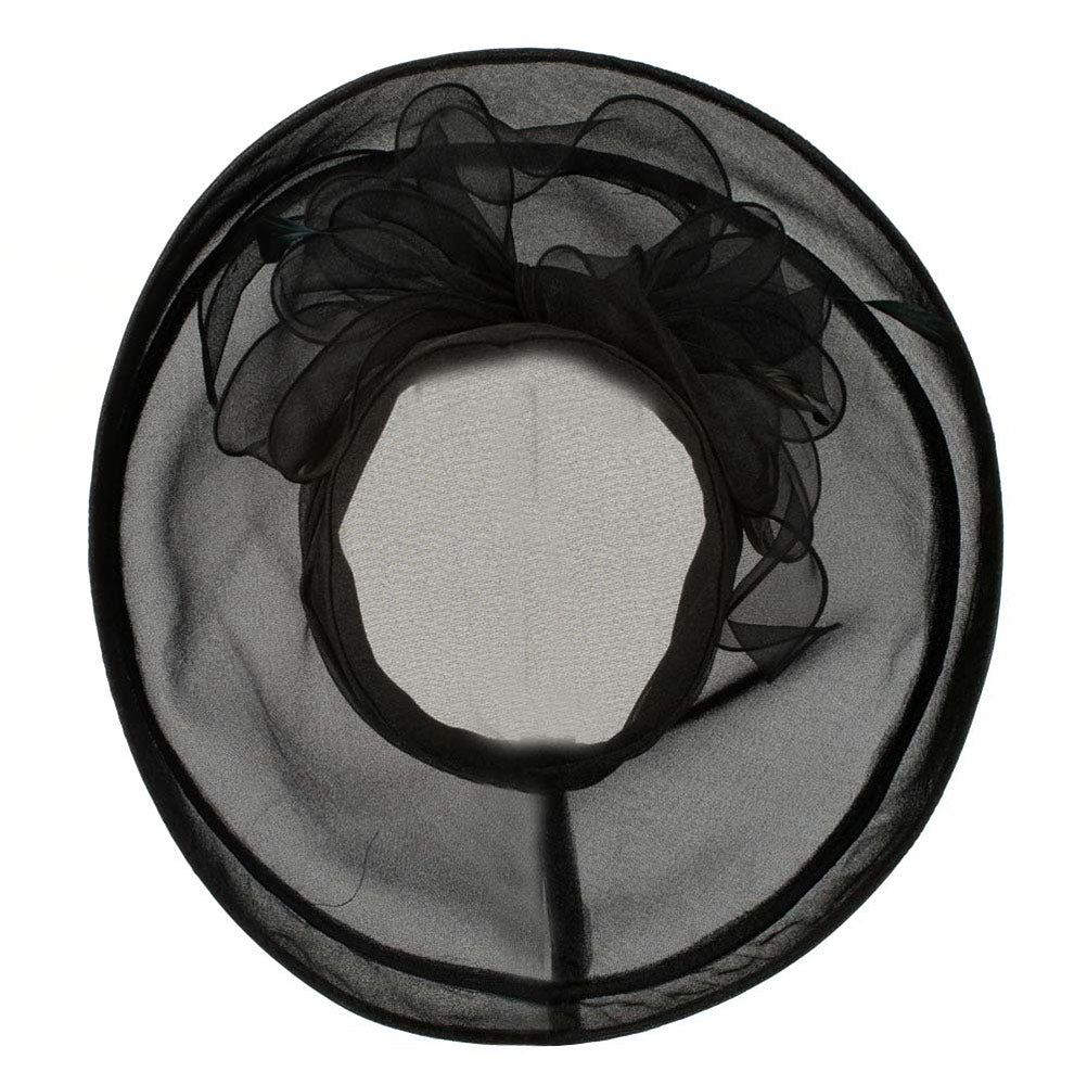 Fancy Decoration Rolled Up Brim Organza Hat