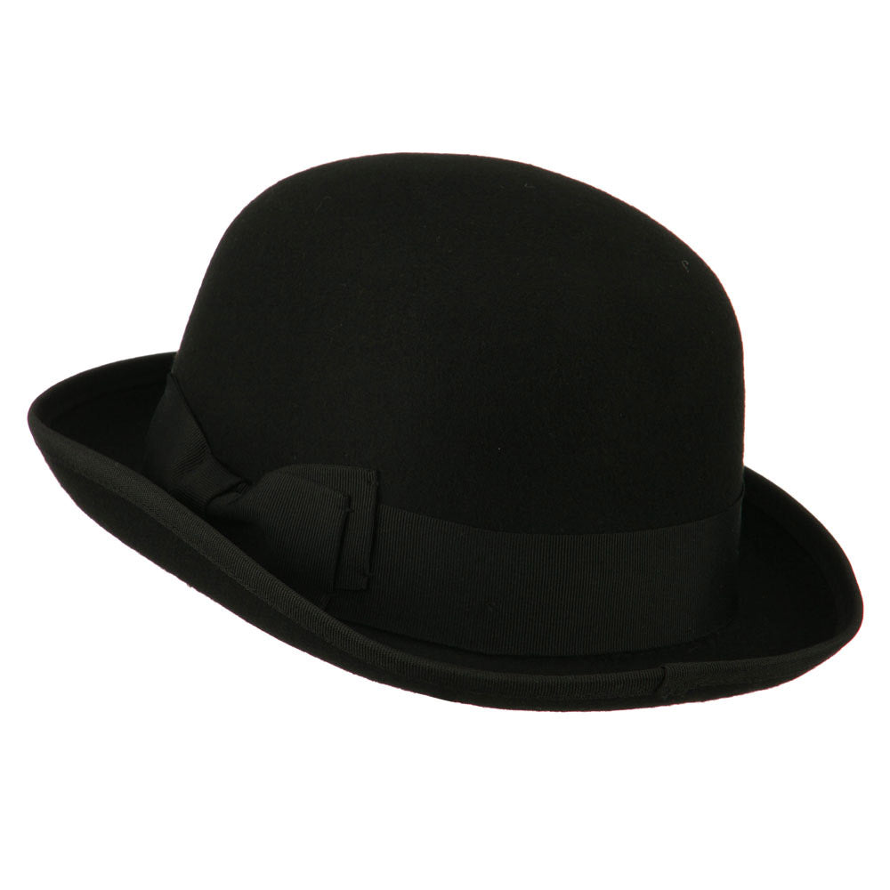 Men's Felt Bowler Hat with Ribbon Trim