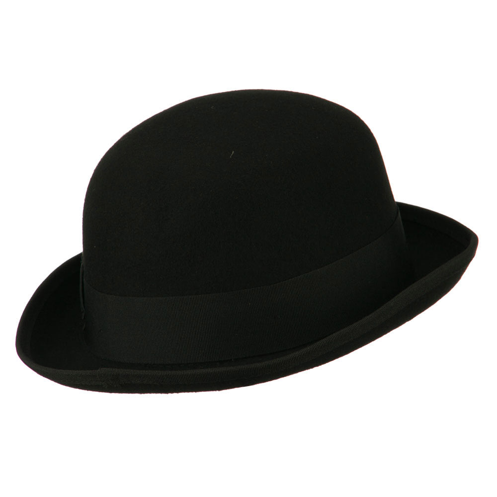 Men's Felt Bowler Hat with Ribbon Trim