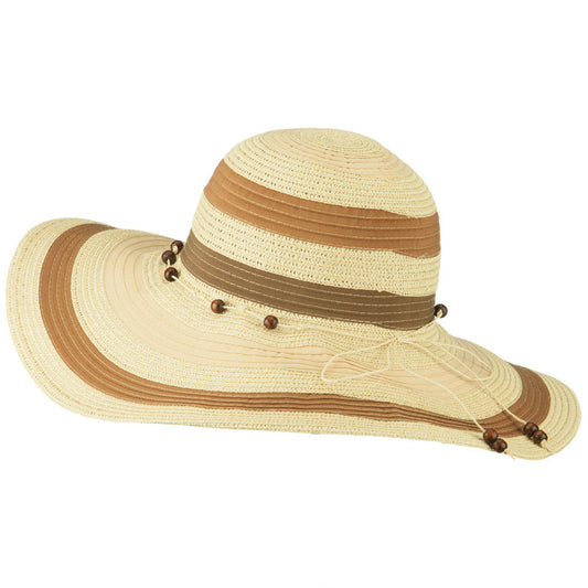 Striped Beads Paper Braid Hat