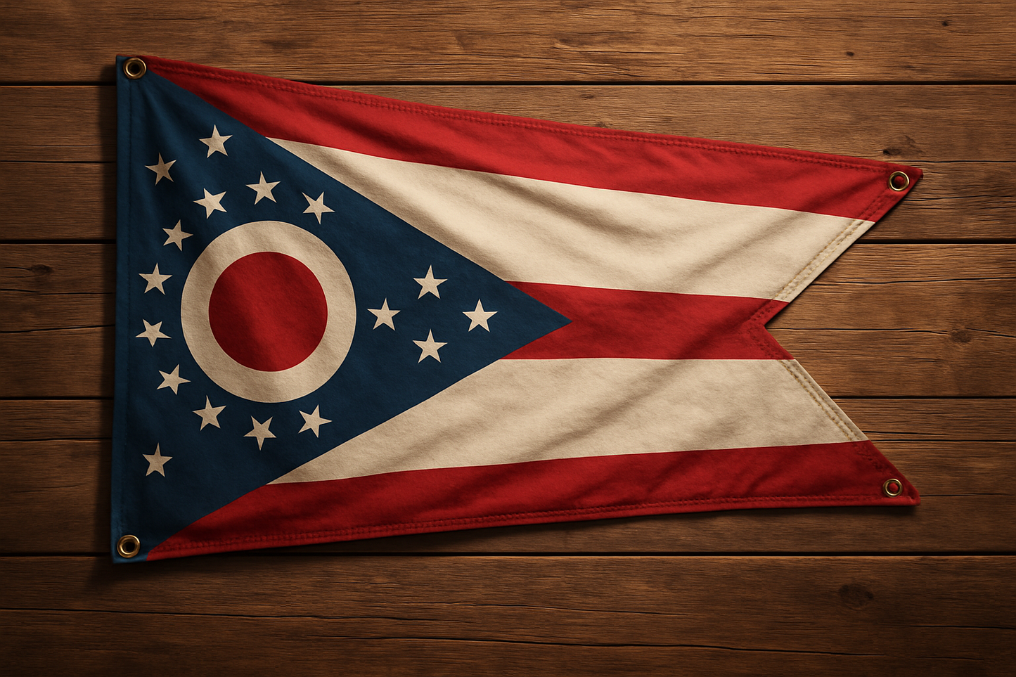 Ohio Flag with Grommets Along the Edges for Wall Hanging