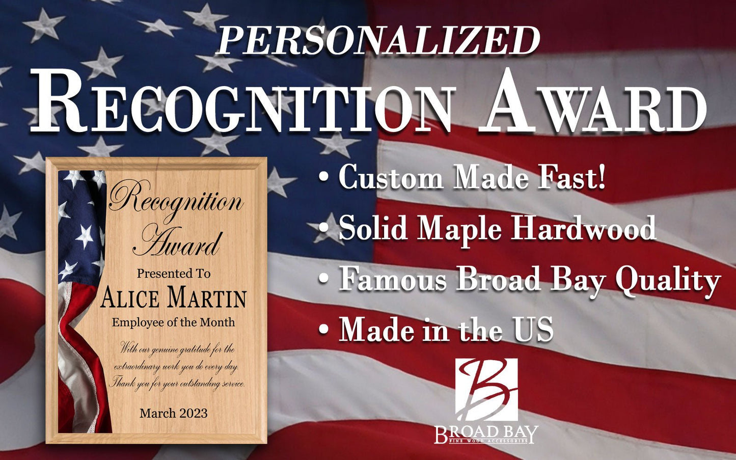 Recognition Award Plaque Custom for Military, Government, Law Enforcement Achievement or Retirement