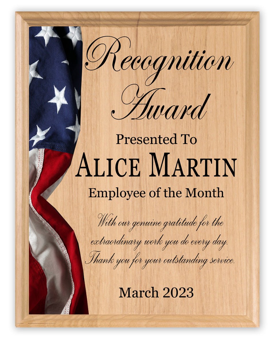 Recognition Award Plaque Custom for Military, Government, Law Enforcement Achievement or Retirement