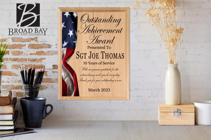Military Service Plaque – Personalized Appreciation Award With Name, Rank & American Flag