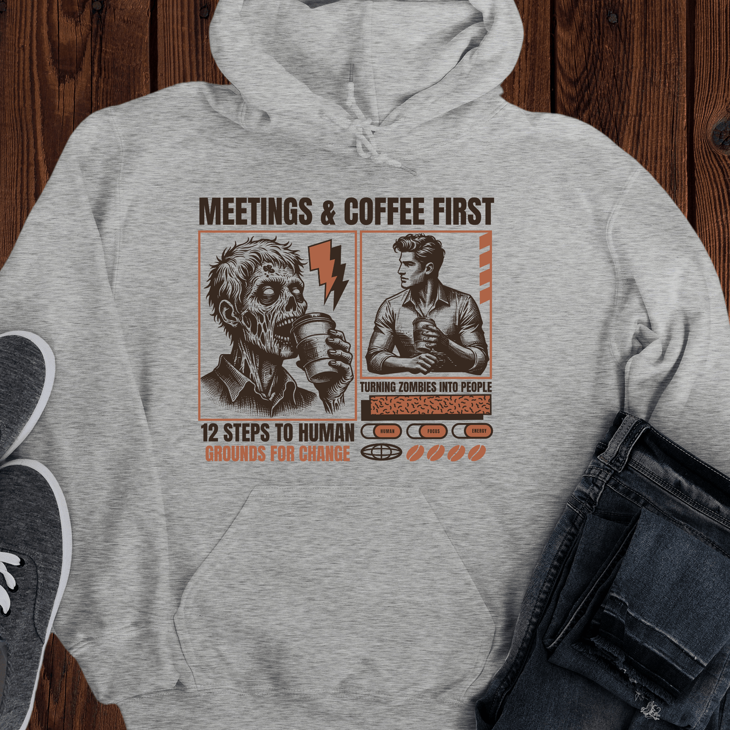 Recovery Hoodie | Inspiring Sobriety | Meetings and Coffee First