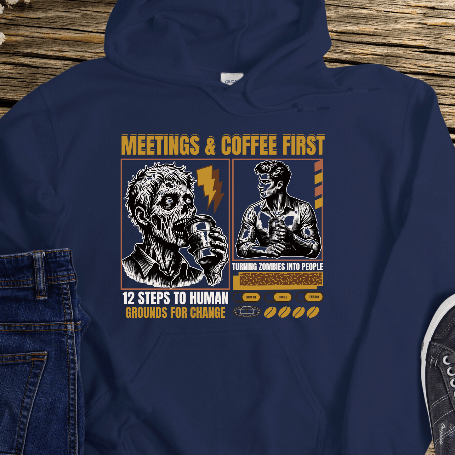 Recovery Hoodie | Inspiring Sobriety | Meetings and Coffee First